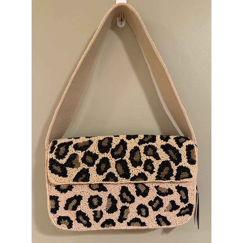 America & Beyond Beaded Handbag Cheetah Print Small Purse NEW TikTok Viral